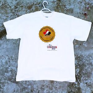Vintage 2002 Olympic Team Canada Hockey Gold Medalist Canadian Beer Promo TShirt